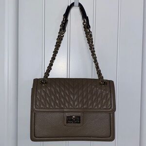 Karl Lagerfeld Paris Agyness Shoulder Bag w/Chain Strap & Quilted Flap Leather